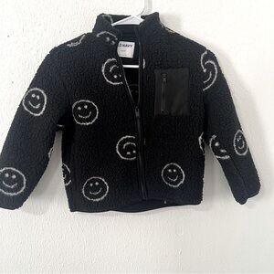 Old Navy Small (6-7) Cozy Sherpa Fleece Smiley Face All Over Print Zip Jacket